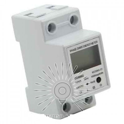 Лічильник 1фазний Lemanso на DIN-р.електронний 5А(80А) 165-275V LM6358 з підсв. дисплея + скидання, фото 1