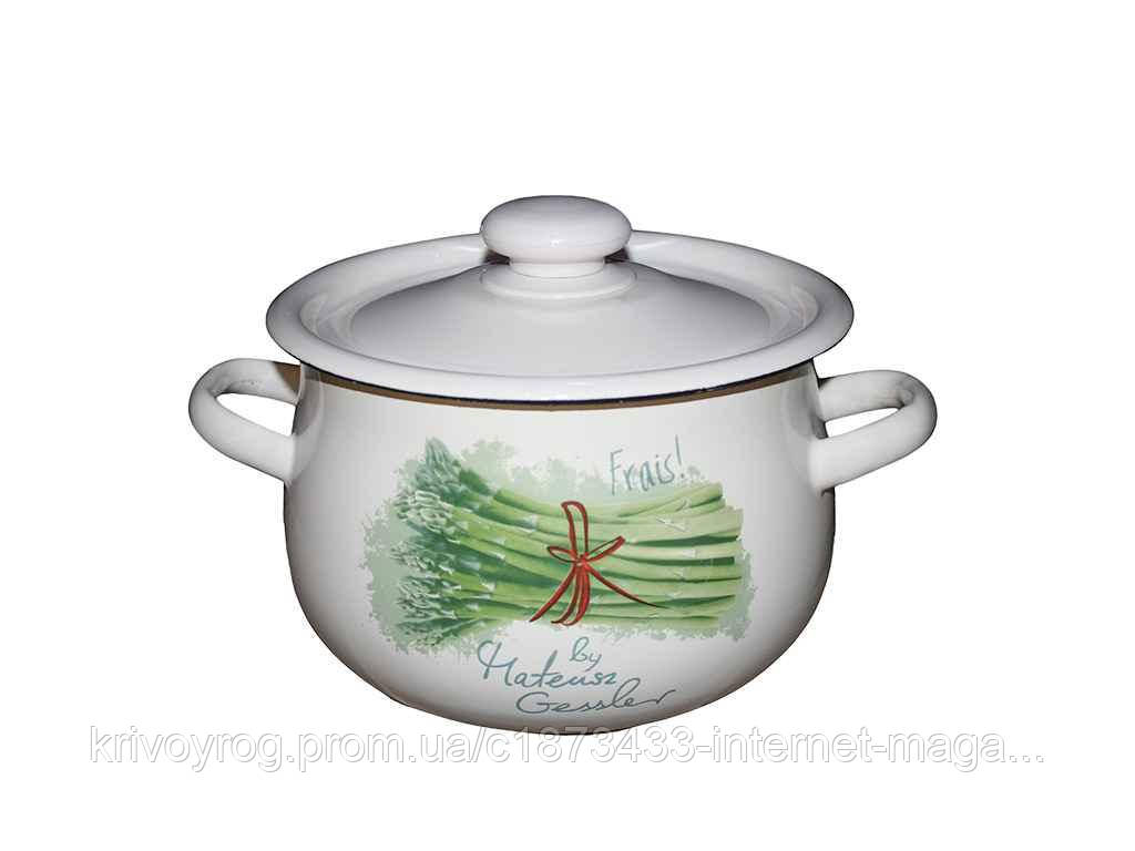 Каструля ем. 3,5л /2 грушоподібна Спаржа (молочна) (I1713/2) ТМ IDILIA, фото 1