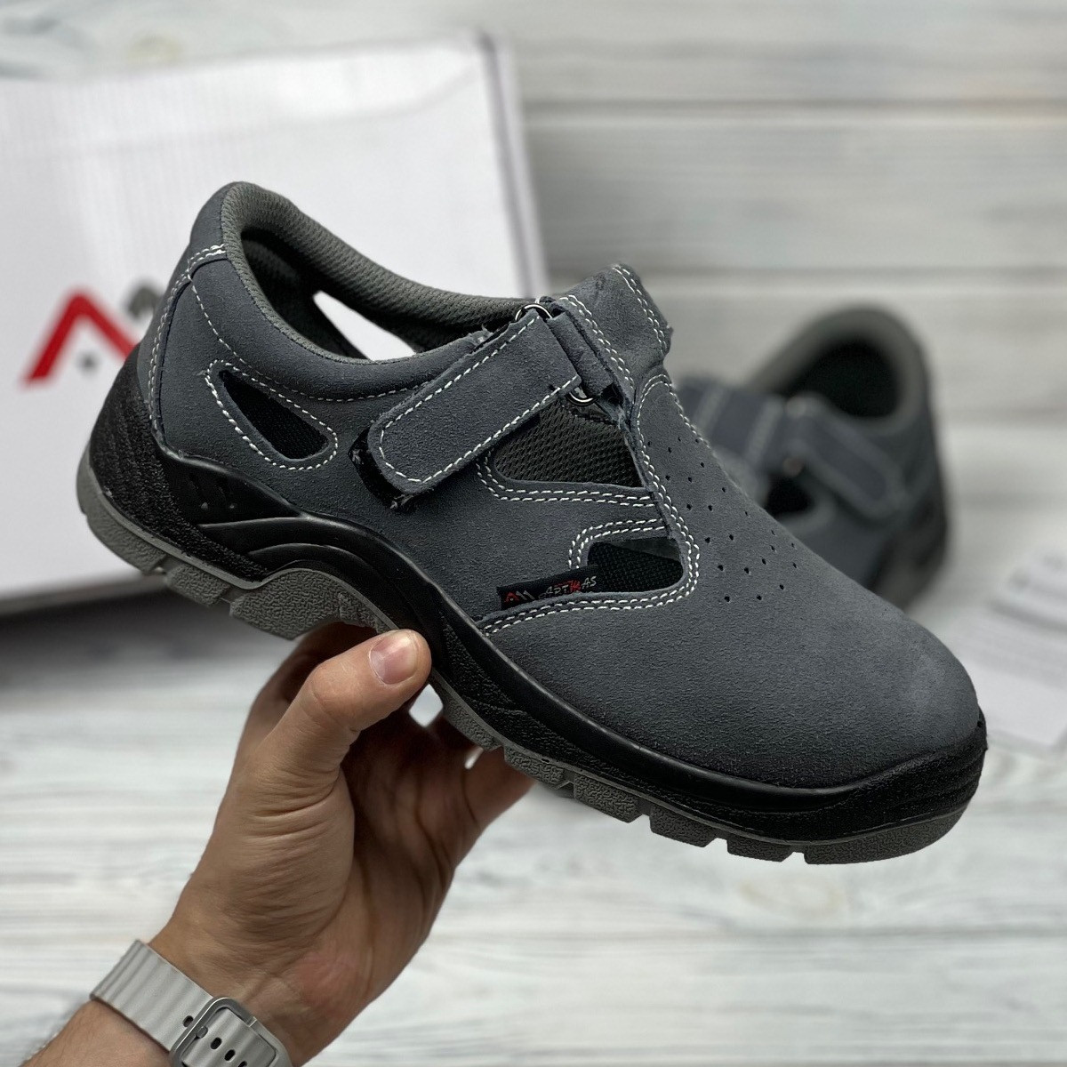 Сандалії захисні шкіряні, спецвзуття робоче ударостійке, босоніжки з металом, польша urgent, фото 1