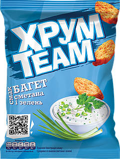 Сухарики багет ХрумTeam зі смаком сметани і зелені 60 г
