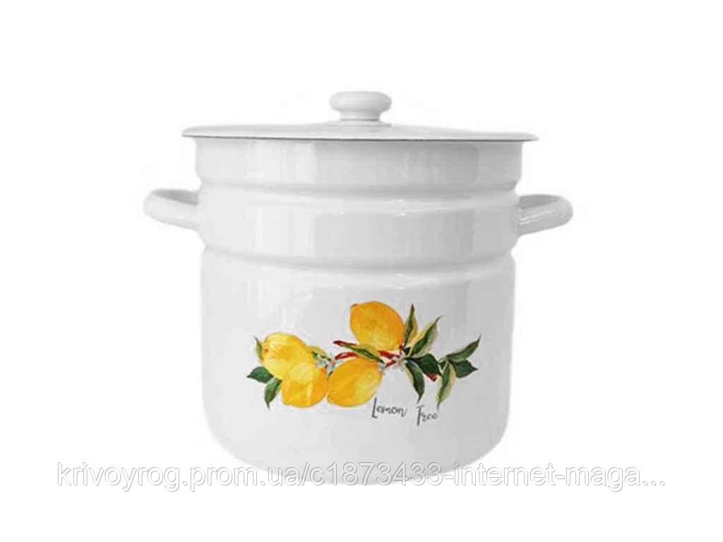Каструля ем. 12л /2 циліндрична Лимонне дерево (біла) I1624/2 ТМ IDILIA, фото 1