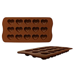 Форма силіконова для шоколаду Gusto Серце GT-S-204 1.5х10.5х21 см коричнева ID 5061862