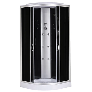 Бокс душовий з гідромасажем Mixxus STRONG SBH02-90x90x215-GR SATIN низький піддон
