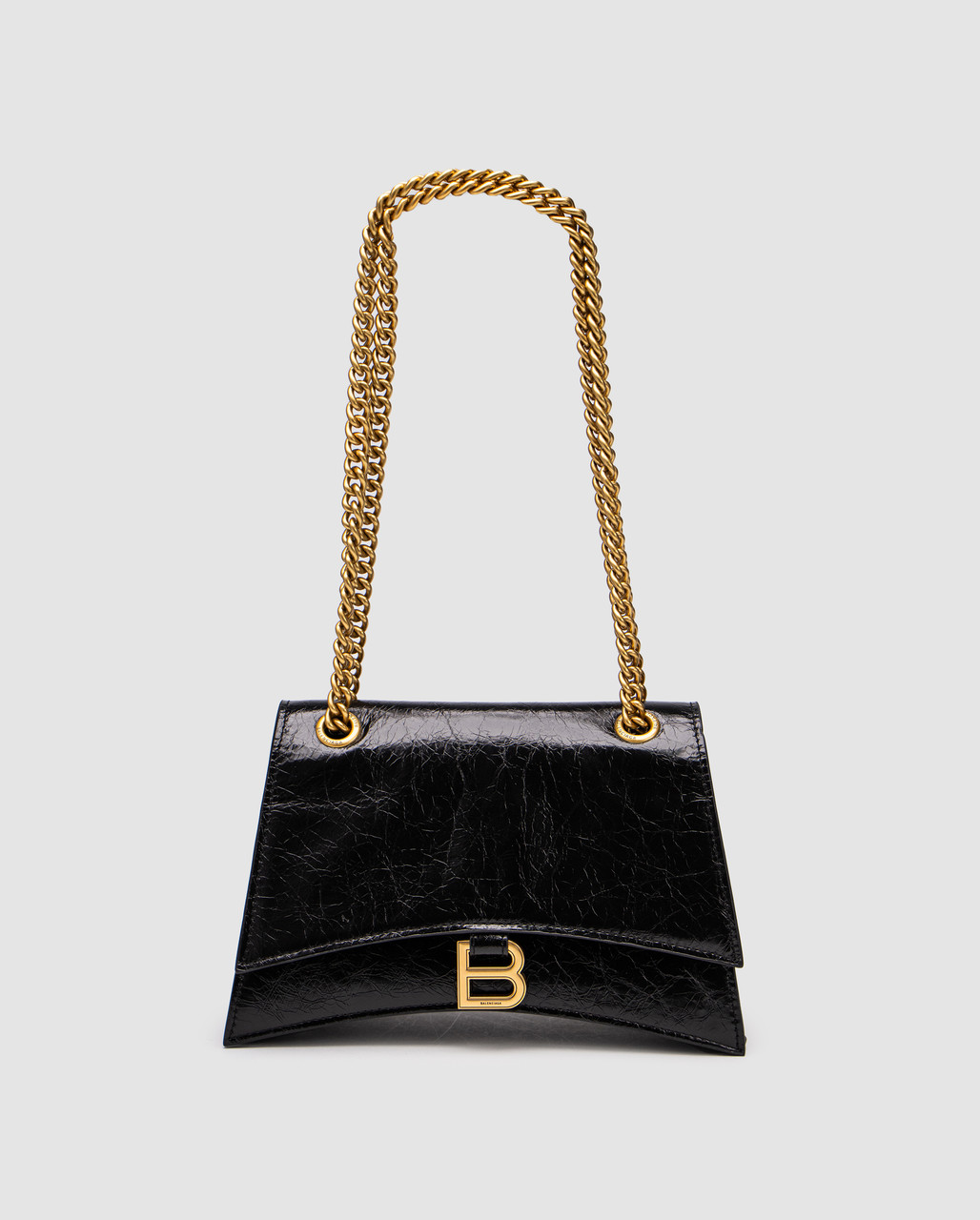 💎 Balenciaga Crush Medium Chain Bag Crushed Calfskin in Black\Gold, фото 1