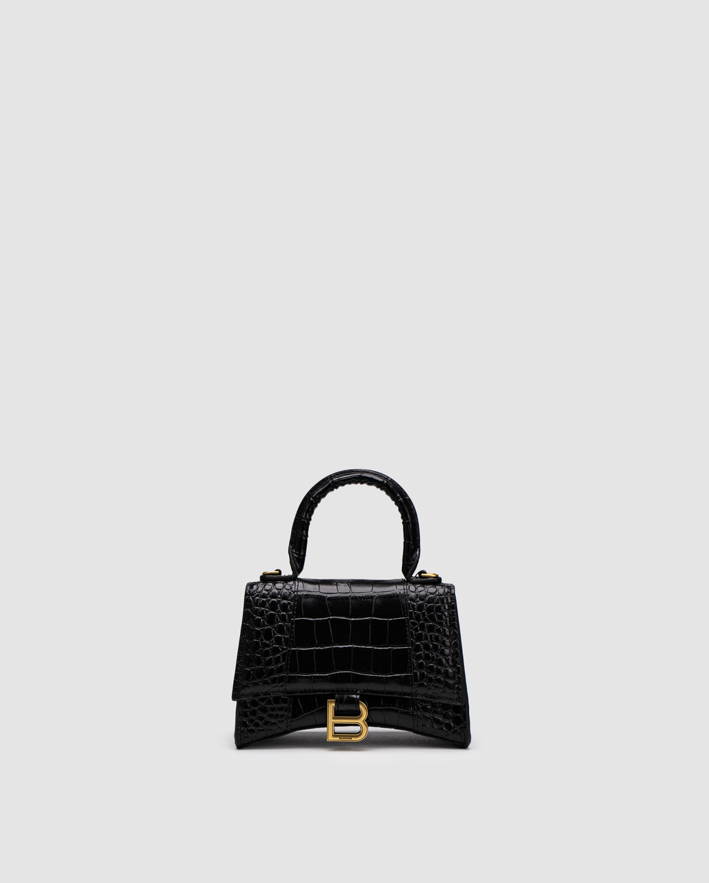 💎 Balenciaga Hourglass Xs Handbag Crocodile Embossed in Black 19 х 11.5 х 7 см, фото 1