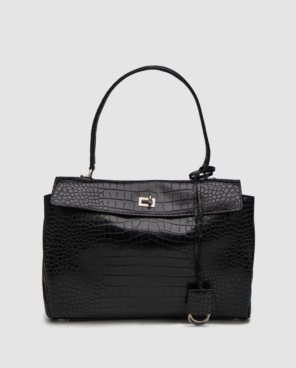 💎 Balenciaga Rodeo Large Crocodile Embossed Black/Silver 35 х 25 х 10 см, фото 1