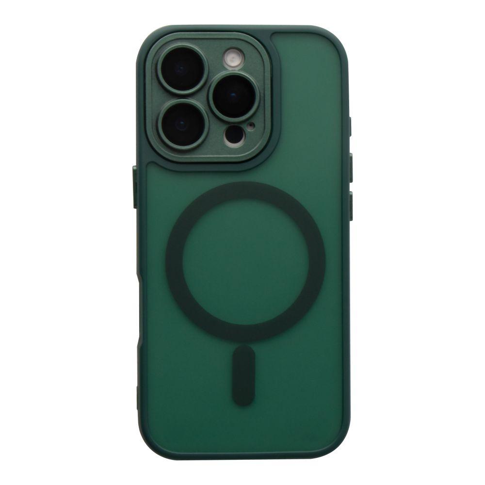 Чехол TPU+PC Magnetic Matte Camera Lens with Magsafe для iPhone 16 Pro Max Цвет Dark Green
