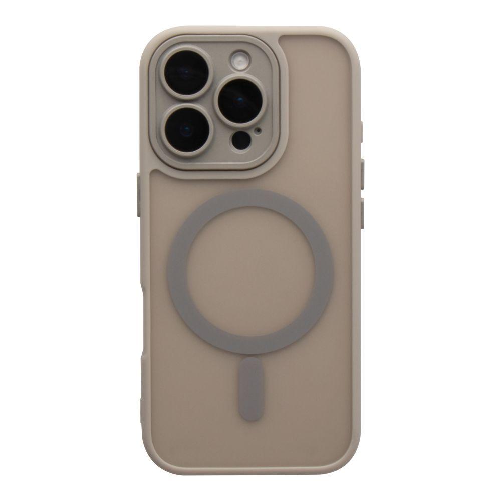 Чехол TPU+PC Magnetic Matte Camera Lens with Magsafe для iPhone 16 Pro Max Цвет Grey