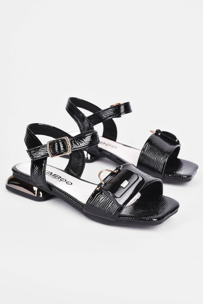 Босоніжки дитячі для дівчинки чорного кольору 199518T Безкоштовна доставка, фото 1