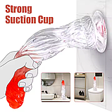 Екзотичний фалоімітатор 26 см, Рельєфний фалос на присосці, Ділдо для вагінальної стимуляції, Інтимні іграшки, фото 3