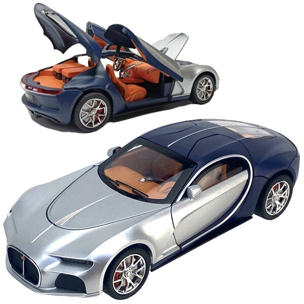 Машинка Bugatti Atlantic іграшка моделька металева з парогенератором димом 20 см Темно-синій (60744)