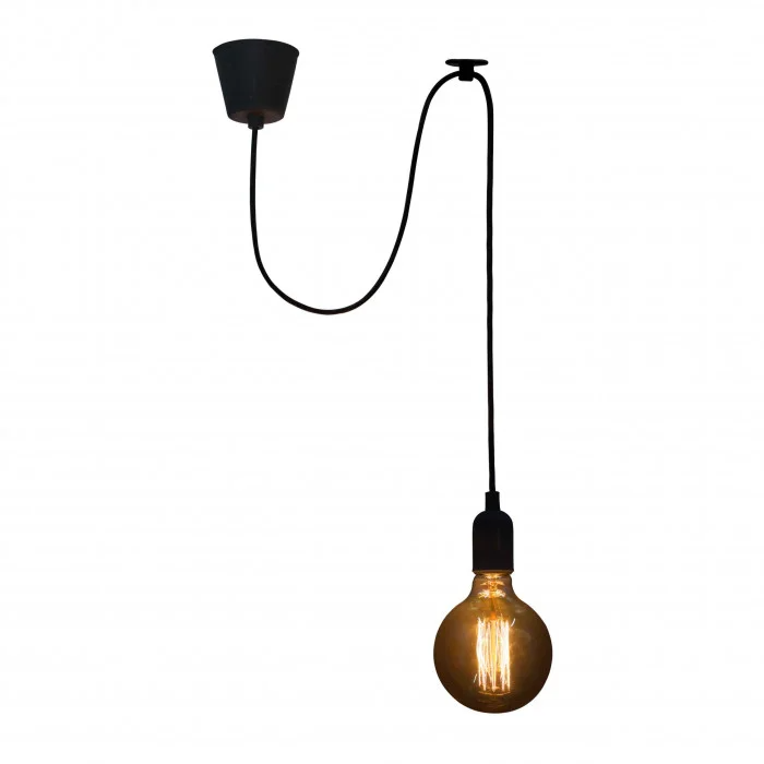 Люстра на 1 лампочку Е27 з регульованою висотою, чорна