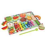 Дерев'яна іграшка Tree Toys Багатофункціональна дошка фрукти-пазли, ксилофон MD 1895, фото 2