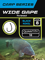 🇺🇦 Короповий гачок «Wide Gape Twisted» √8 (Black Nikel) 🇺🇦