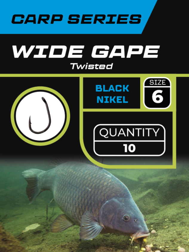 🇺🇦 Короповий гачок «Wide Gape Twisted» √6 (Black Nikel) 🇺🇦