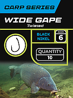 🇺🇦 Короповий гачок «Wide Gape Twisted» √6 (Black Nikel) 🇺🇦