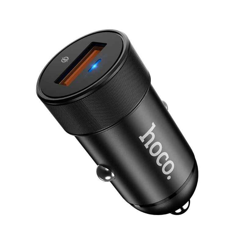 Зарядний пристрій Hoco Z32A адаптер для авто USB з QC3.0 Чорний (Z32A), фото 1