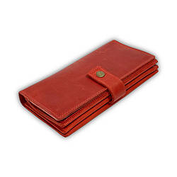 Гаманець на кнопці шкіра-крейзі червоний FR24