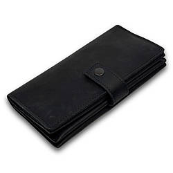 Гаманець на кнопці шкіра-крейзі чорний FR25