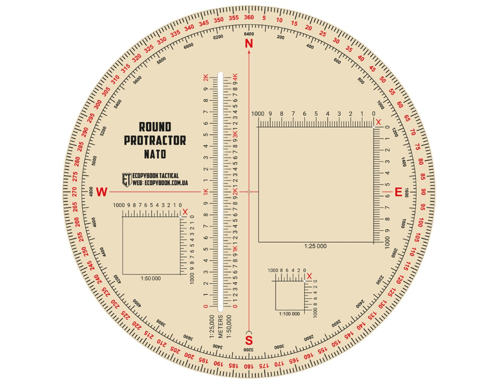 Линейка тактическая M-Tac Ecopybook Tactical Ruler Protractor round (130mm) NATO 10273014