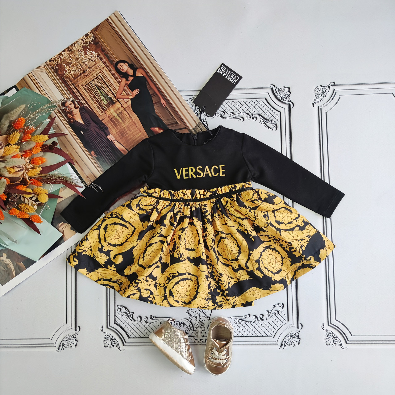 Дитяча святкова фірмова сукня з довгим рукавом Versace