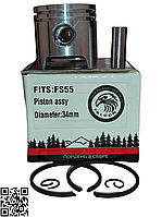 Поршень STH FS 55 поршневий комплект на мотокосу FS38 бензокосу FS45 бензотример FS46 BG 50 FC 55 KM55 34 мм 4140-030-2004
