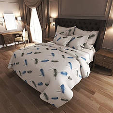 Білий постільний бавовняний комплект з якісним принтом Бязь Голд Люкс полуторний 150х220 см (BL1.5-399)