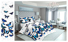 Біла постільна білизна Бязь Голд Люкс з візерунком Метелики полуторна 150х220 см (BL1.5-411)