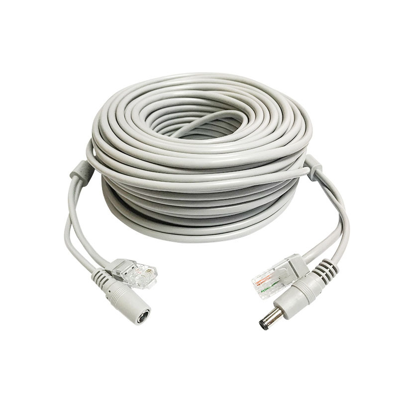 Комбінований патчкорд RJ-45 + DC, звита пара, довжина 30 м, сірий, для IP-камер і мережевого обладнання Q20