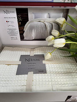 Вафельне покривало піке (плед) літнє простирадло щільне м'яке бавовняне євро розмір Туреччина