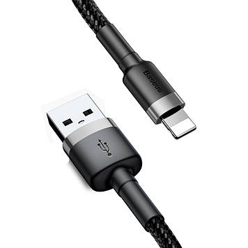 Кабель Baseus Cafule Cable USB For Lightning 2.4A 1m Gray+Black
