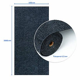 Самоклеюча плитка під ковролін в рулоні темно-сірий 600*3000мм SW-00002587