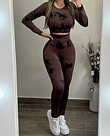 Костюм жіночий лонгслів і лосини висока посадка з ефектом пушап 42-44 46-48