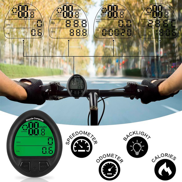 Велокомп'ютер 669/999, підсвічування дисплея, 26 функцій ST-42, фото 1