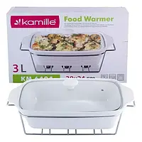 Марміт керамічний прямокутний 39*12*23 см 3 л з підставкою Kamille KM-6404