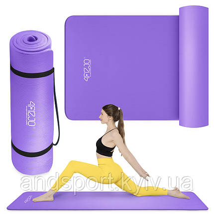 Килимок (мат) спортивний 4FIZJO NBR 180 x 60 x 1 см для йоги та фітнесу Violet (P-5907222931530), фото 1
