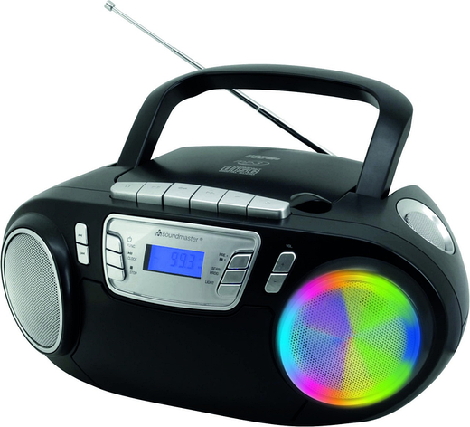 Бумбокс CD-програвач FM, USB, касета Soundmaster SCD5800sw з караоке-мікрофоном, синій, Німеччина, фото 1