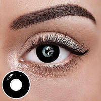 Блек 17 мм– Чорні Кольорові Контактні Лінзи від ELITE Lens® | Лінзи для краси ( Нульовки ) | Крейзі/Косплей