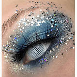 Білі Кольорові Контактні Лінзи Сітка  | Лінзи для краси ( Нульовки ) | Крейзі/Косплей/Хелловін| Для світлих – чорних очей, фото 3