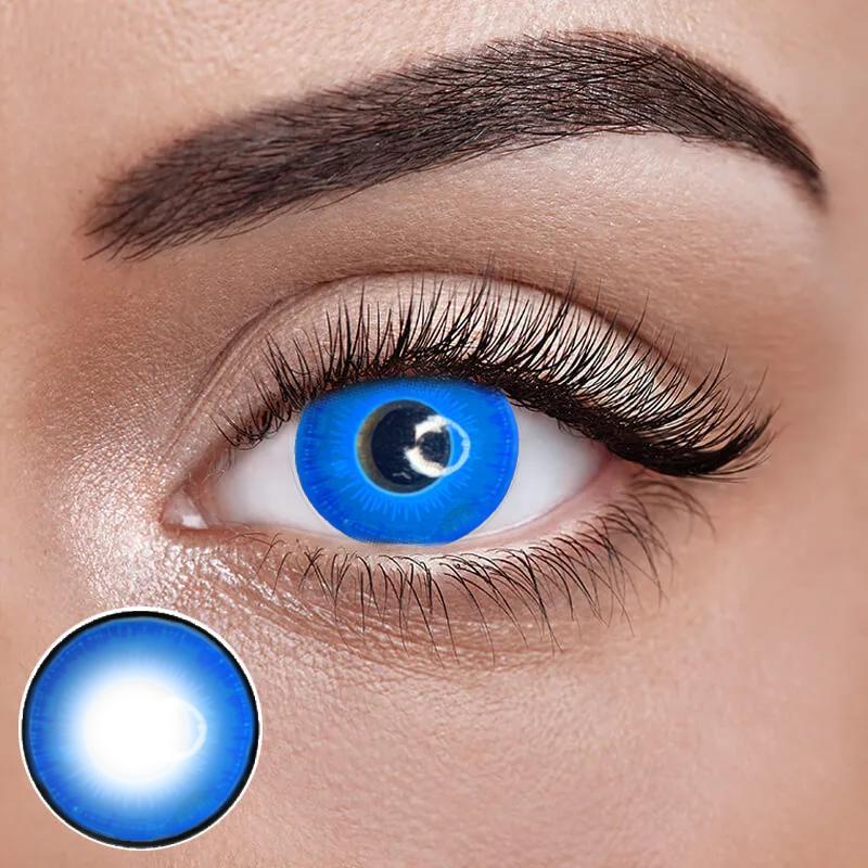 Сині Кольорові Контактні Лінзи Блу Аква | Лінзи для краси ( Нульовки ) | Натуральні-Природні | Для світлих - чорних очей, фото 1