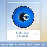 Сині Кольорові Контактні Лінзи Блу Аква | Лінзи для краси ( Нульовки ) | Натуральні-Природні | Для світлих - чорних очей, фото 2