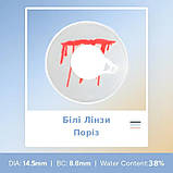Білі Кольорові Контактні Лінзи Поріз  | Лінзи для краси ( Нульовки ) | Крейзі/Косплей/Хелловін| Для світлих – чорних очей, фото 2
