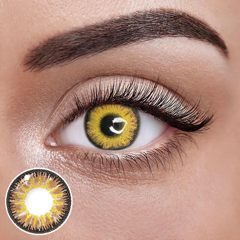 Карі Кольорові Контактні Лінзи Айс Голд Лінзи для краси ( Нульовки ) | Натуральні-Природні | Для світлих - чорних очей, фото 1