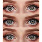 Сірі Кольорові Контактні Лінзи Мун Глоу | Лінзи для краси ( Нульовки ) | Натуральні-Природні | Для світлих - чорних очей, фото 4