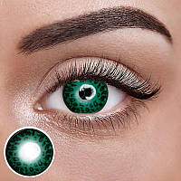 Зелені Кольорові Контактні Лінзи Грін Леон | Лінзи для краси ( Нульовки ) | Крейзі/Косплей/Хелловін| Для світлих – чорних очей