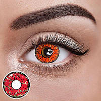 Червоні Кольорові Контактні Лінзи Дарк Рэд | Лінзи для краси ( Нульовки ) | Крейзі/Косплей/Хелловін| Для світлих – чорних очей