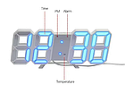Світлодіодний годинник 3D ALARM CLOCK JT-2022 чорний сині цифри, фото 8