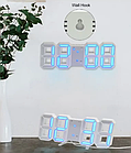 Світлодіодний годинник 3D ALARM CLOCK JT-2022 чорний сині цифри, фото 7