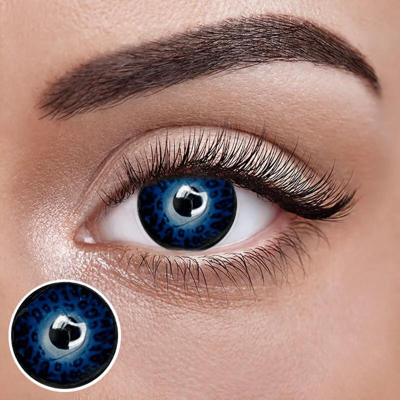 Сині Кольорові Контактні Лінзи Блу Леон | Лінзи для краси ( Нульовки ) | Крейзі/Косплей/Хелловін| Для світлих – чорних очей, фото 1