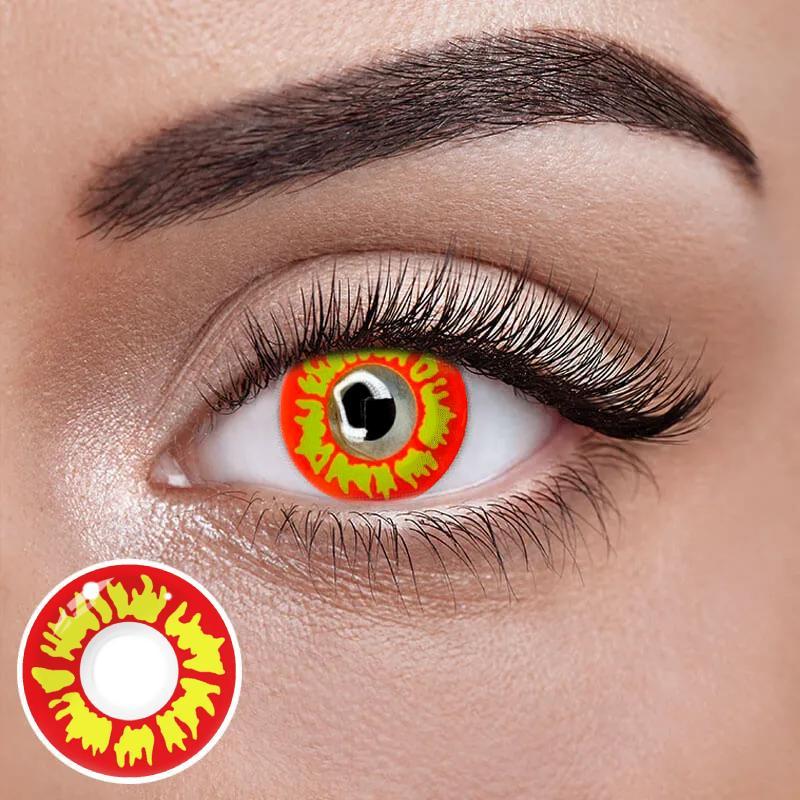 Жовті Кольорові Контактні Лінзи Жовті | Лінзи для краси ( Нульовки ) | Крейзі/Косплей/Хелловін| Для світлих – чорних очей, фото 1